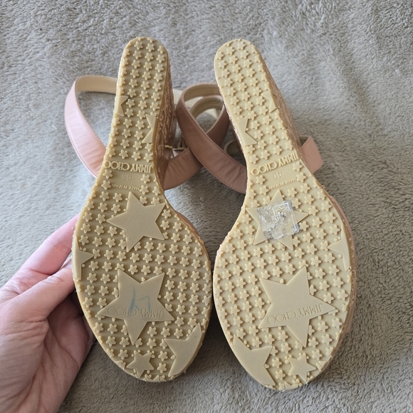 Jimmy Choo pink leather platform wedge sandals size 40 - Picture 11 of 15